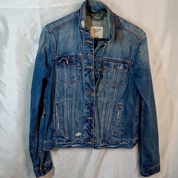 Ambercrombie and fitch women's vintage distressed blue jean jacket cotton - Picture 1 of 9